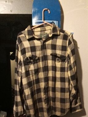 Woolrich Black and Cream Buffalo Plaid Wool Shirt Jacket